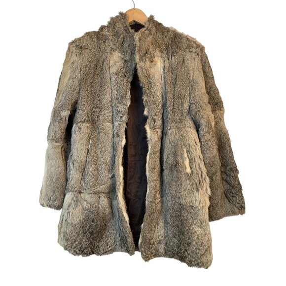 Vintage Handmade Patchwork Genuine Fur Coat Sz M Longline 8687 - Picture 8 of 8